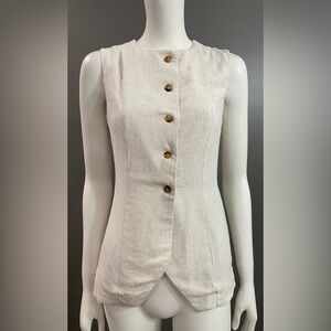 NWT Peppermayo Linen Cream Button Tagged Vest/Sleeveless top Size XS